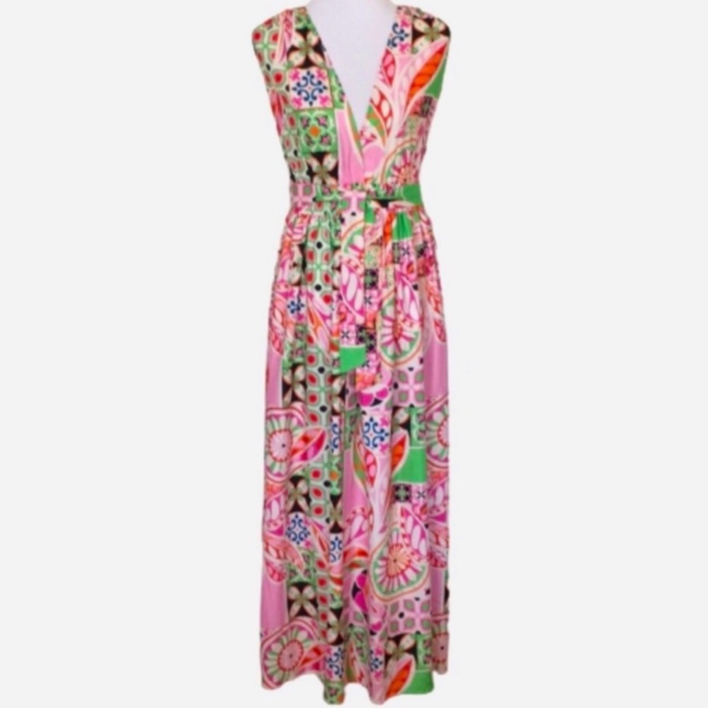 NWT America & Beyond Morning Glory Plunge Maxi/Swim Cover/ Dress Size Large